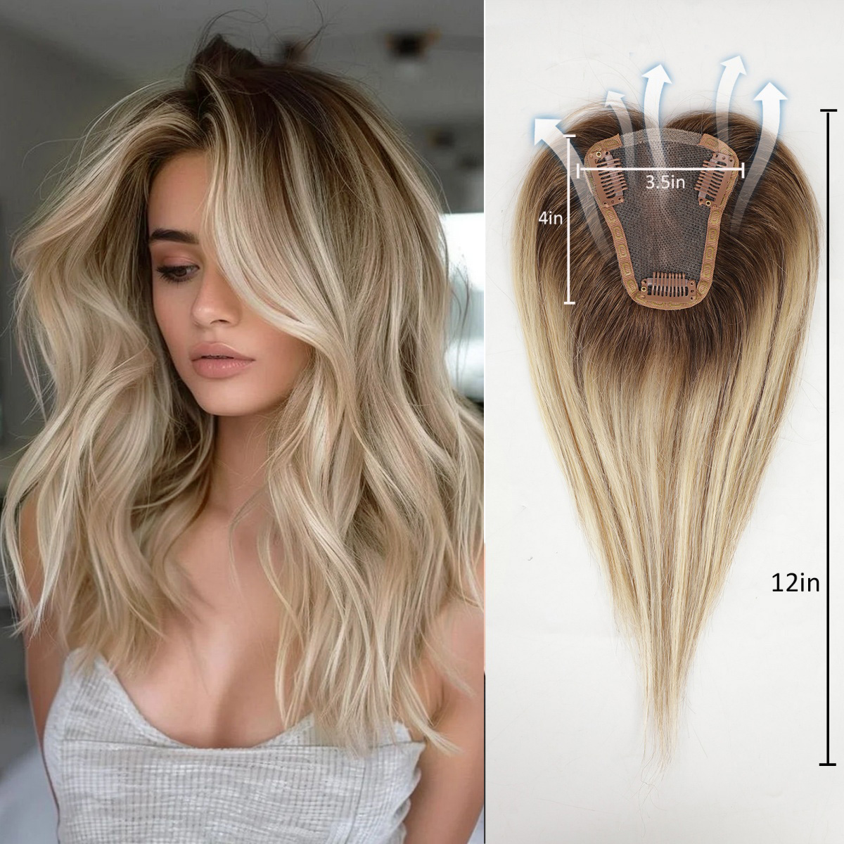 Seamless Clip In Hair Extensions Human Hair - Altın Kahverengi Ombre %100 Remy Gerçek