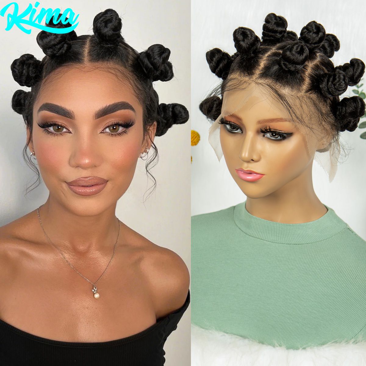 Synthetic Braided Wigs For Black Women - Tam Dantel El Yapımı Bantu Örgülü