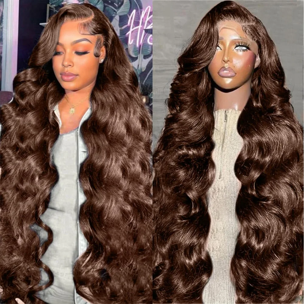 Human Hair Wigs - Çikolata # 4'lü Body Wave Peruk