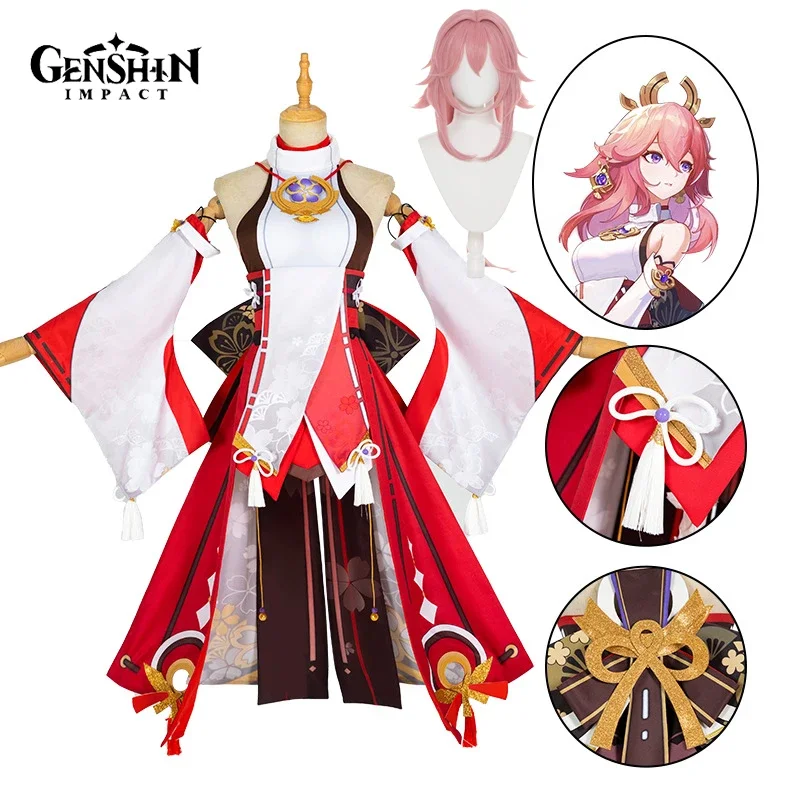 Synthetic Wigs - Yae Miko Cosplay Kostüm Oyunu Genshin