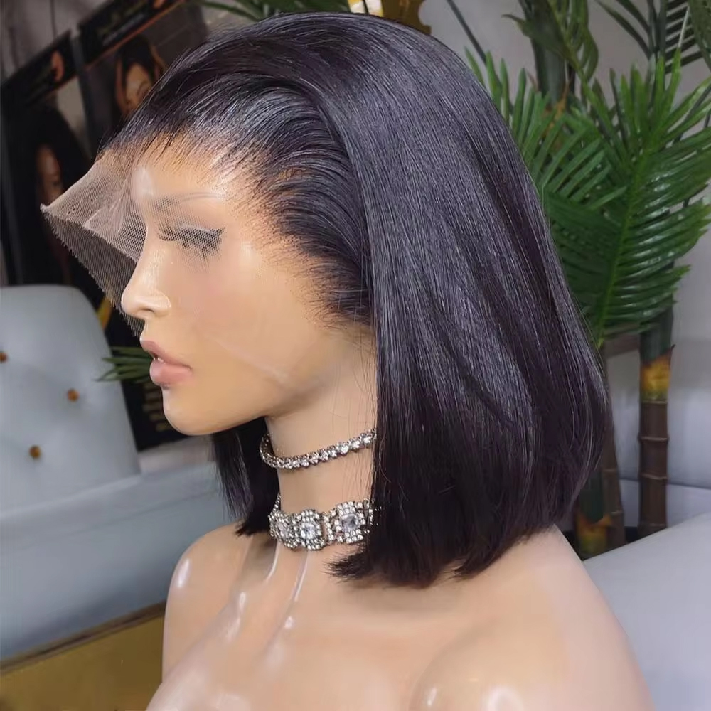Pre Parted 13X4 Lace Front Bob Wig - 250 Yoğunluklu, Düz, 13x4 Ölçülerinde, İnsan