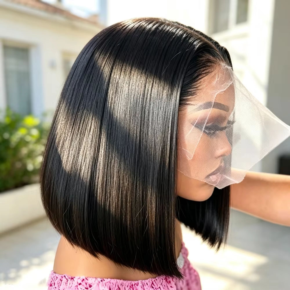 Pre Parted 13X4 Lace Front Bob Wig - 10-16 İnç Şeffaf 13x6 Düz Ön