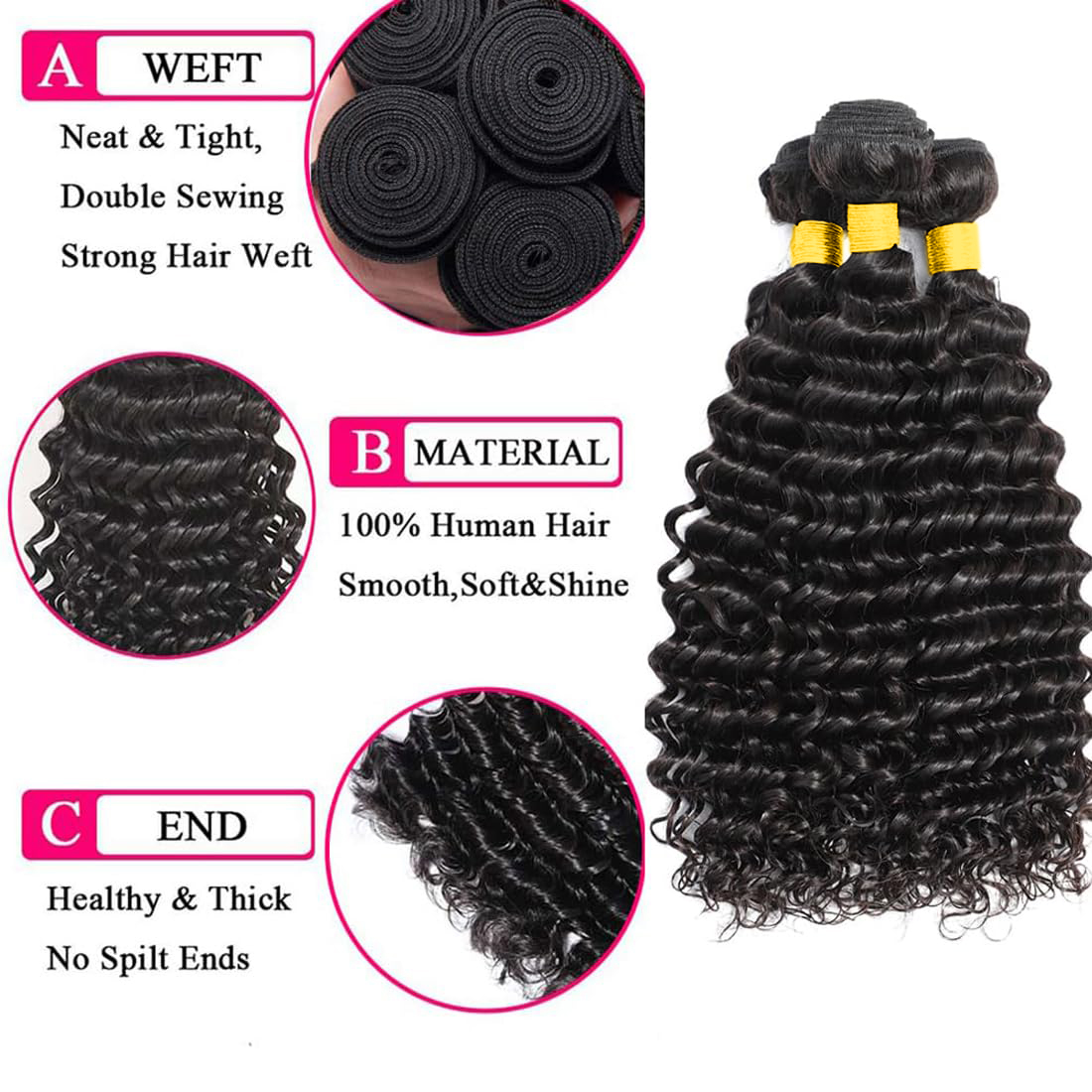 Derin Dalgalı Saç Demetleri ve - Deep Wave 3 Bundles With Closure incelemesi ve fiyatı