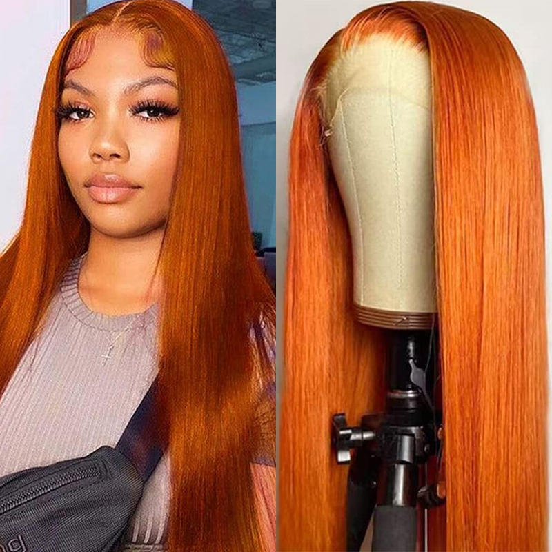 34 inç turuncu zencefil dantel - Glueless Wear And Go Human Hair Wig incelemesi ve fiyatı