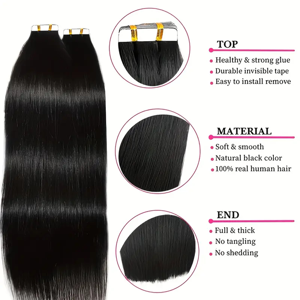 Bantlı Saç Uzantıları Düz ​​İn - Invisible Tape In Extensions Real Hair incelemesi ve fiyatı